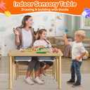 FUNLIO Foldable Wooden Sensory Table with 2 Bins & 1 Foldable Chair for Toddlers, Kids Sensory Table with Anti-Warping Plywood Lid, Indoor/Outdoor Play Sand and Water Set, CPC Certified