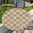 Round Tablecloth with Elastic Edge, 36-60Inch Waterproof Table Cloth for Dinner, Outdoor, Picnic, 52inch, Coffee