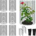 18 Pcs 24'' x 12'' Large Wire Plant Protector from Animals, 6 Pack Metal Plant Cage Chicken Wire Cloche with Ground Stakes and Nylon Tie to Keep Animals Out, Garden Protection Bunny Barricade