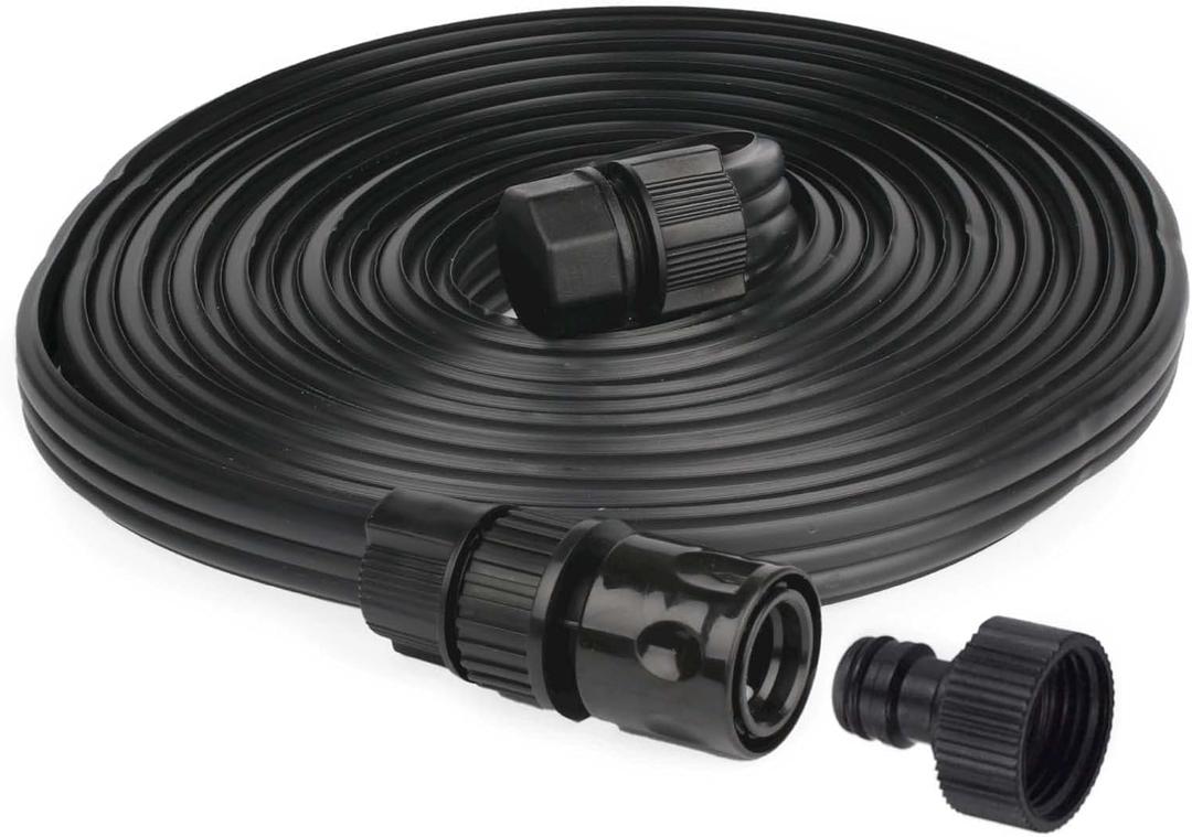 Sprinkler Garden Hose for Irrigation: Efficient Saving Water Soaker Hoses - PVC Flat Drip Hose for Vegetable Pet (Black, 25FT)