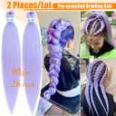 Braiding Hair Pre Stretched Yaki Straight 2 Packs 90g/Pack Extra Long Lavender Hair Extensions Synthetic Crochet Braids 26 Inches Light Purple