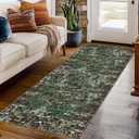 Runner Rug Boho Vintage Washable Area Rugs Dark Green Black 2x6 Neutral Modern Small Carpet Hallways Non Slip Runners for Kitchen Laundry Bedroom Living Room