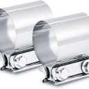 ELSHINE 1.5 Inch Exhaust Clamp1.5 Butt Joint Band Clamp Exhaust Pipe Clamps Muffler Sleeve Coupler Stainless Steel 304 for Pipes,Mufflers,2PCS