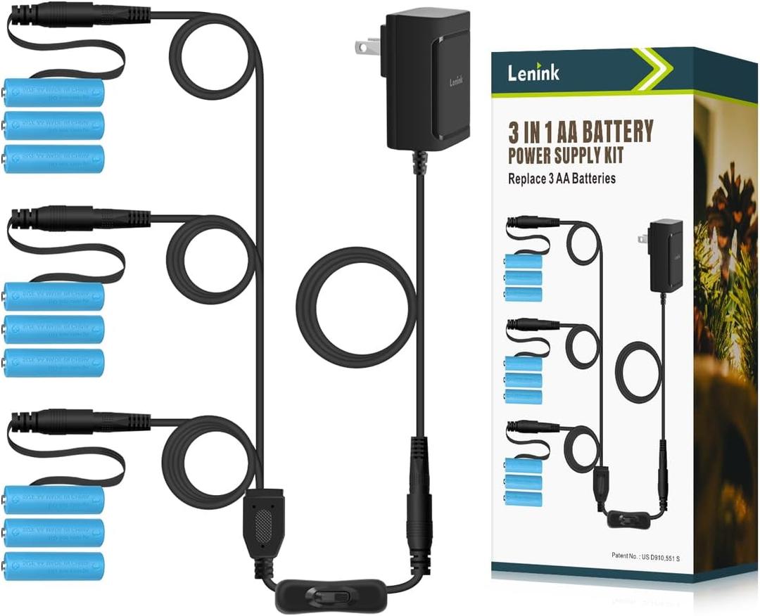 Lenink 1 to 3 AC Power Supply Adapter Kit with On/Off Switch for AA Battery, Replace 3 AA Battery