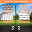 4 Feet (L) Fence Post 10 Pack Metal Fence Posts, Green Garden Fence Post with 20 Zip Ties and 20 Metal Clips, for Wire Fencing, Yard, Lawn, Outdoor Landscaping