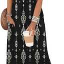 Zeagoo Summer Dresses for Women 2026 Maxi Dresses Vacation Sundress Short Sleeve Casual Sundresses Split Dress with Pockets (Small, Floral-mz921)
