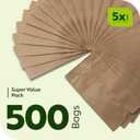 Culinware Kraft Paper Bags 2 Lb - Durable Brown Paper Bags for Snack, Sandwich, Pastries, Popcorn, Grocery and Party Favor Bulk Paper Bags 4.5 x 2.7 x 7.7 In - 500 Count