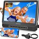 Car DVD Player, WONNIE 12" Portable DVD Player with Headrest Mount, Support 1080P/MP4 Video, HDMI Input/Output, AV Out, AC Adapter, Car Charger, USB Card Reader, Last Memory, All Regions