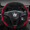 Luxury Suede Steering Wheel Cover for Cars, Soft Leather Padded Wheels Cover for Sedan, SUV, Auto Interior Accessories, Thin Car Handle Cover, Universal Fit, Anti Slip, 14-15in, Red (Standard Size[14"1/2-15"](37-38cm))