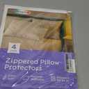 Ultra Soft Pillow Protectors with Zipper Standard Size - Set of 4 Breathable Pillow Covers - 100% Protection Against Stains, Dust & Dirt - Machine Washable (White)