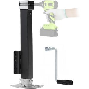 BEAMNOVA 8000 lbs Trailer Jack, Drill-Powered/Manual, Bolt-On Side Mount Swivel Heavy Duty, for Boat Utility RV Camper, 3.7-32.8 inches Easy Lift