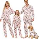 Christmas Matching Family Clothing Sets Couple Xmas Holiday Long Sleeve Shirt Pants Set (Large)