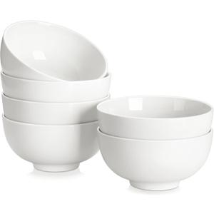 MALACASA 26 oz Porcelain Soup Bowls, White Ceramic Cereal Bowls for Kitchen 6 inch Bowls Set of 6 for Oatmeal Salad Fruit Rice Dishwasher and Microwave Safe, Series Regular