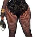 WEICHUJIAN Women's Sexy Mesh Hollow Jumpsuit Club Rave Party Bodysuit Lace One Piece Romper (Black, XL)