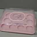 NPLUX Cupcake Containers with Lid Rectangular Cake Carrier 3-in-1 Multipurpose Cupcake Holder for Muffins Pies Sweets Pastries Fruit or Snacks(Pink, 13" x 9" x 4")