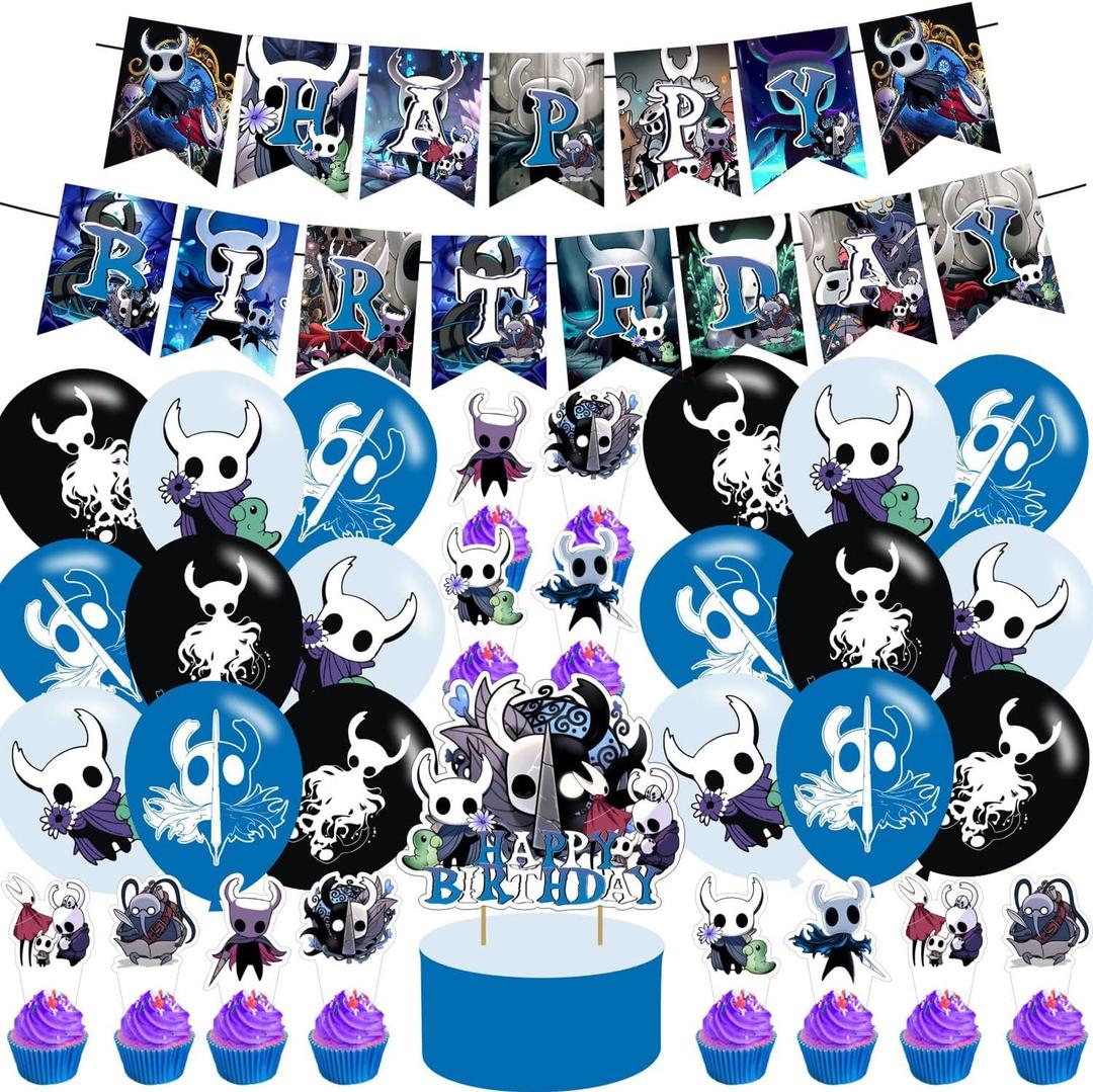 Cartoon Game Birthday Party Supplies,Cartoon Game Party Decorations Includes Happy Birthday Banner,Cake Topper,Cupcake Toppers, for Halloween Decorations