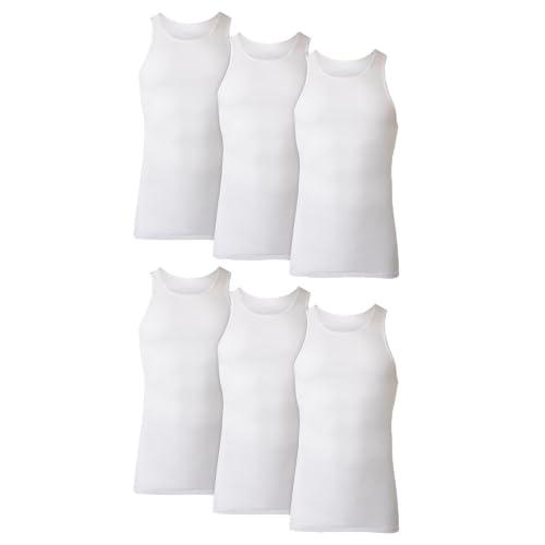 Hanes Men's Cotton Tank Undershirts Pack, Moisture-Wicking Ribbed Tanks, lightweight, White 6-pack, Medium
