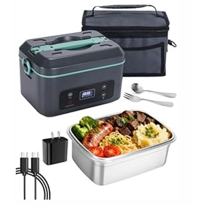 Cordless Electric Lunch Box for Adults, Heated Lunch Box Battery Powered with 5 Side Heating, Portable Food Warmer with 5.5 Cups Removable Container, Self-Heating Food Warmer for Work