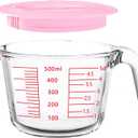 2-Cups Glass Measuring Cups with Lids Set, Measuring Jugs with Handle Liquid Measuring Cups Kitchen Mixing Bowl, Microwave, Oven, and Dishwasher Safe