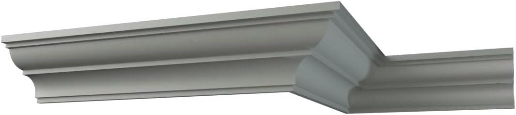 Endurathane Irene Crown Moulding, 3 1/8"H x 3 1/8"P x 4 1/2"F x 96"L, Factory Primed