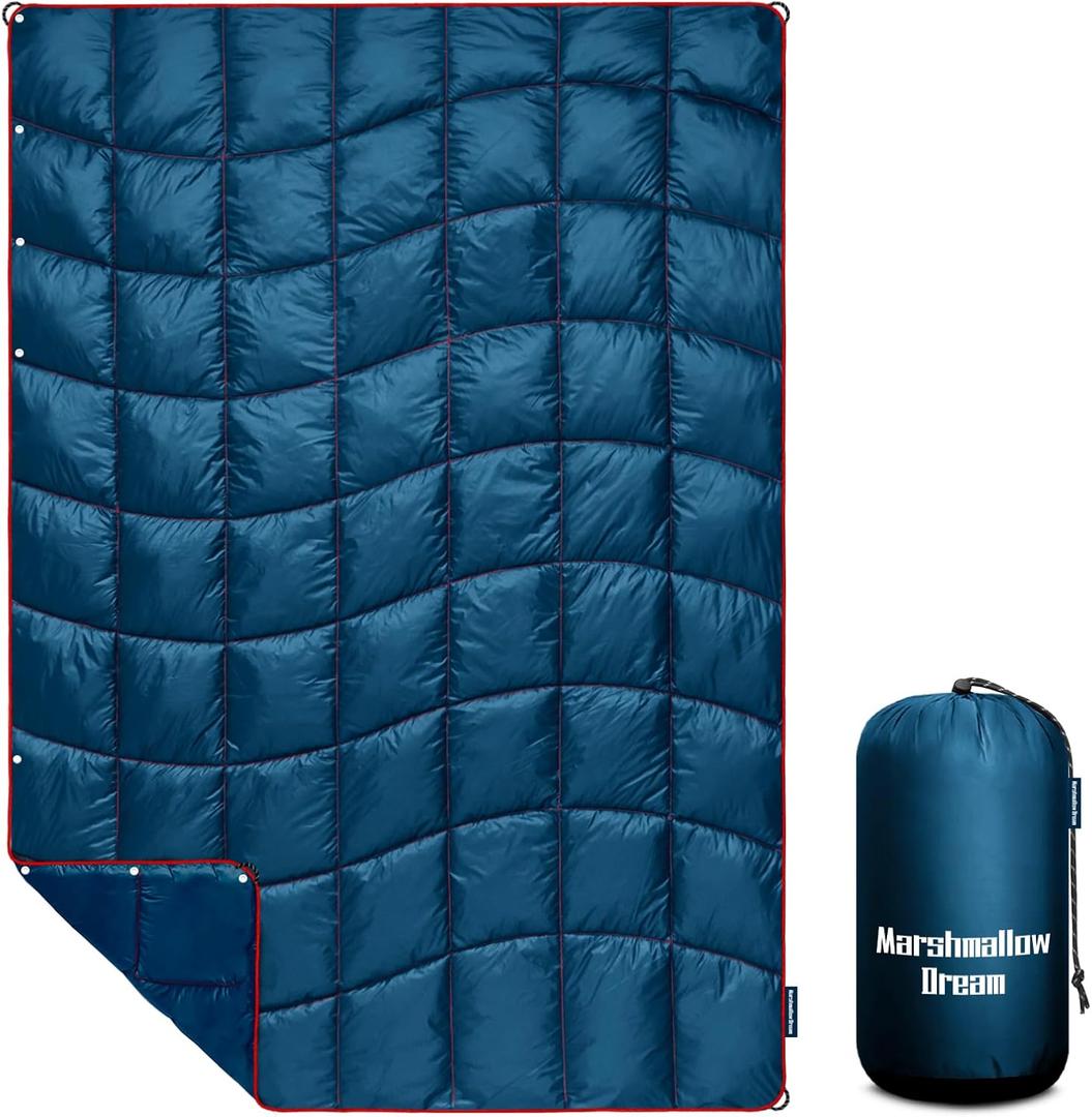 Camping Blanket, Packable Puffy Blanket Down Alternative Blanket Lightweight Windproof Water Resistant for Outdoors,Hiking, Backpacking,Beach,Car,Picnic,Stadium 39x55in (kids, Navy)