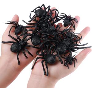 FLORMOON 50PCS Realistic Spider Figures  Multi-Size Creepy Insect Toys for Halloween Decorations & Pranks, Educational Animal Model Playset, Birthday Gifts for Kids (Multi-Size)
