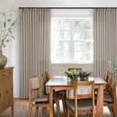 Flax Linen Curtains Pinch Pleated 84 Inch Length 2 Panels for Living Room Bedroom Burlywood Birch Semi Sheer Rustic Farmhouse Back Tab Pinch Pleat Hooks Rings Window Curtain 84 Inches Long Taupe