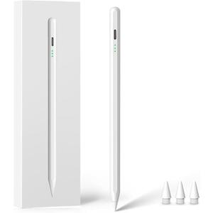 Stylus Pen for iPad 2018-2024, 15 mins Fast Charge Apple Pen iPad Pencil with Palm Rejection and Tilt Sensitivity, Compatible with iPad Pro 11/12.9/13in, iPad 6/7/8/9/10, iPad Air 3/4/5, iPad Mini 5/6