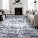 8x10 Area Rug Living Room Rug: Washable Modern Abstract Soft Thin Rug Indoor Floor No Slip Stain Resistant Carpet for Bedroom Dining Room Farmhouse Nursery Home Office - Grey