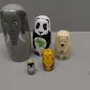 Long-Nosed Elephant Nesting Dolls Wooden Matryoshka Russian Doll Handmade Stacking Toy Set 5 Pieces for Kids