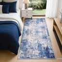 RELEANY Washable Area Rugs 2'x6' Non-Slip Modern Abstract Soft for Living Room Entryway Bedroom Nursery, Print Pattern, Blue Grey Navy Gray