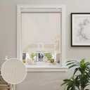 AOSKY Cordless Roller Shades for Windows Light Filtering Shades with 5% Openness Solar Screen Semi Sheer Roller Blinds UV Protection for Office and Home. Easy to Install 48" W x 72" H (Beige)