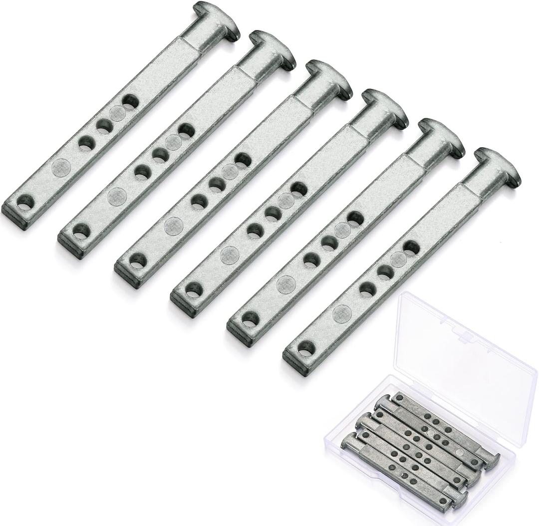 Zonon 6 Pack 4 Hole Die Cast T Shaped Pivot Bar Mental Window Pivot Bar Sturdy Window Replacement Parts for Home Replacement, 3 Inches