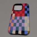 Compatible with iPhone 14 Pro Case,Cute Simple Colorful Checkered Case with Shockproof Slim Soft TPU and Hard PC Protective Covers for Women/Men Designed for iPhone 14 Pro (Colorful 1)