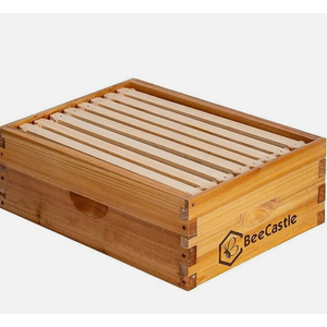 BeeCastle 8 Frame Assembled Medium Honey Super Bee Hive Box with Beehive Frames ＆ Beeswax Coated Foundation Sheets
