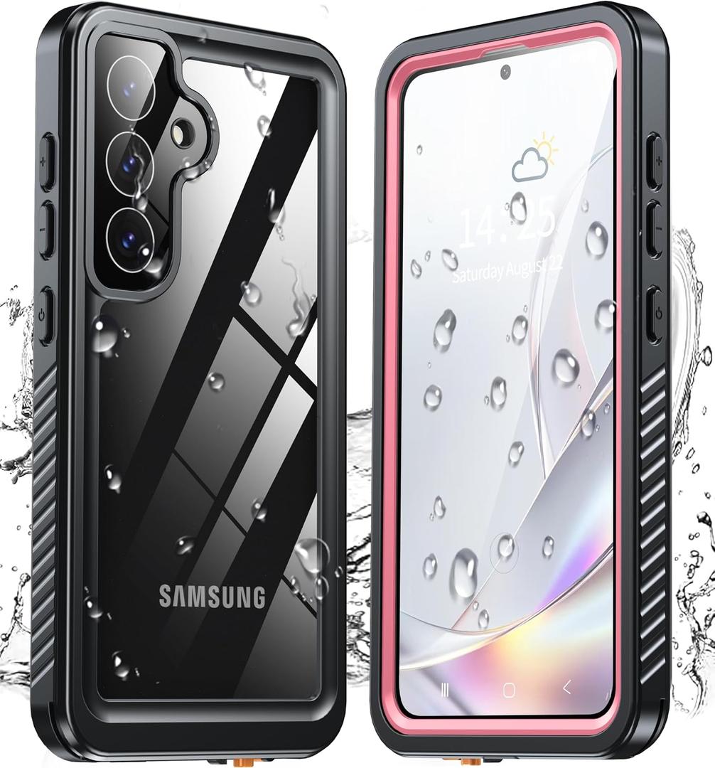 ANTSHARE for Samsung Galaxy S25 Case Waterproof, [IP68 Underwater] Built-in Screen/Camera Protector, 12 FT Military Dropproof Full Body Shockproof, Protective Phone Case for Galaxy S25 Case 6.2"-Pink