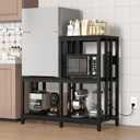 Mini Fridge Stand with Storage with Power Outlet, Microwave Oven Stand, Bakers Rack with Storage Shelf, Mini Fridge Cabinet, Mini Fridge Shelf for Kitchen, Living Room, Office, Patio.(Black), 
17.72"D x 40.16"W x 35.43"H