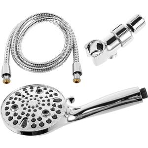 HONTIN Pretty High Pressure Shower Head 10-Mode Handheld Showerhead Water Rain Shower Head with Built-in Power Wash 59 Inch Hose and Bracket for Bathroom Adults Children Pets Showering(silver)