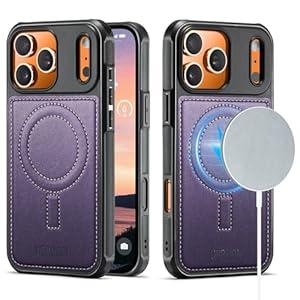Usroom for iPhone 17 Pro Max Case Compatible with Magsafe, Strong Magnetic PU Leather Slim Protective Cover Phone Cases for iPhone 17 Pro Max 6.9" Purple