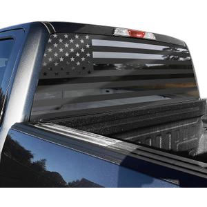 Black American Flag Rear Window Decal for Trucks, SUVs & Cars (65x17 Inches) - Matte Black US Flag Sticker - Fits Pickup Trucks, Sedan Windows - UV Resistant, Easy to Install