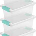 Sterilite 4-Pack Clip Box, Stackable Clear Plastic Bins with Latching Lids, Medium - Writing, Arts or Crafts Supplies Storage Containers for Home, Office, Classroom and Workshop Organization