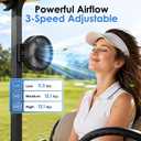 Golf Cart Portable Fan Accessories: Rechargeable Magnetic Base Battery Operated Powered Fan 3 Speeds Strong Airflow Gifts for Men Dad Husband Women