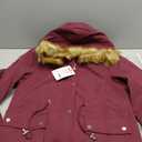 HEEKPEK Women Winter Coats Fleece Lined Parka Jackets Hooded Warm Thicken Coat With Pockets and Fur Hood Trendy Overcoat (RedWine ,L)