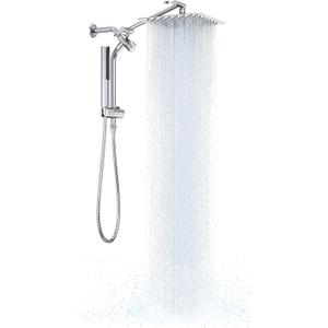 Veken Shower Head, 10'' Luxury All Metal Rain Shower Heads with Handheld Spray Combo, Hand Held Bathroom Combo with Adjustable Extension Arm, Bathroom Accessories, Dual Rainfall Showerhead Chrome