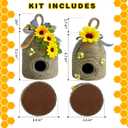 Bigger Bee Hive Decor,2 Pack Bumble Bee Rustic Decor,Natural Bee House, Bumble Bee Theme Party Decor Spring Summer Rustic Farmhouse Kitchecn Table Decor, Honeybee Tiered Tray Decor