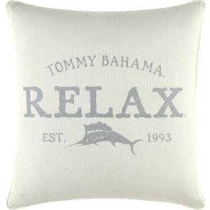 Tommy Bahama Throw Pillow Soft Cotton with Zipper Closure, Tropical Design, Ideal for Bed or Couch, 18" x 18", Relax Grey