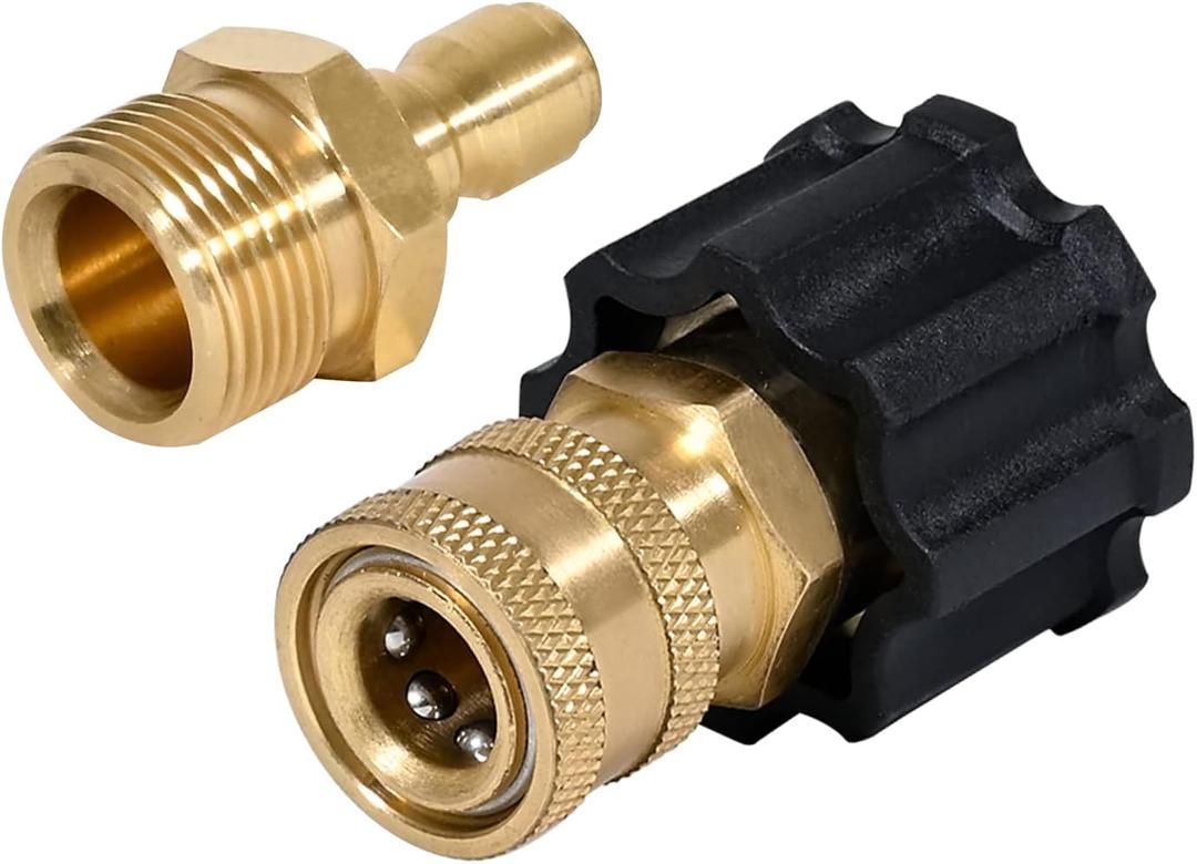 YAMATIC Pressure Washer 1/4" Quick Connect Adapters - 1/4" to M22-14mm Fittings - 4000 PSI High Power Washer Hose Couplers 2 Pcs 