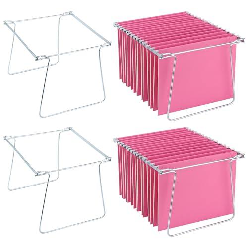 VZCPYTPM 4 Pack Hanging File Folder Frames, Heavy Duty Steel Hanging File Organizer, File Cabinet Rails, Adjustable 11 to 17.4 Inches, Suitable for File Cabinets, Storage File Boxes
