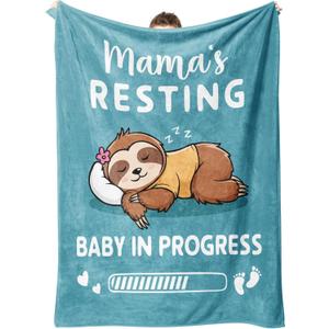 New Mom Gifts for Pregnant Women, Pregnancy Gifts for Expecting Mom, Funny Maternity Blanket Gift for Mama to be, First Time Moms, Mothers Day Birthday Gift for Pregnant Women, (60'' X 50'', Cyan)