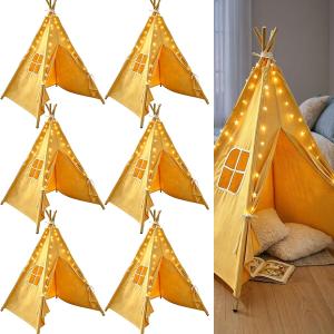 Teepee Tent for Kids,with String Lights,6 PackYellow, 5.25 feet